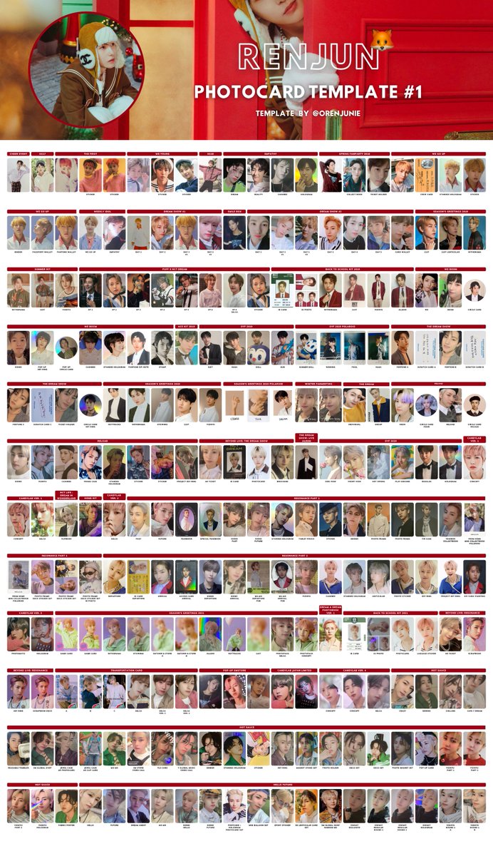 NCT Dream Renjun Photo Card Template Collection 엔시티드림 런쥔