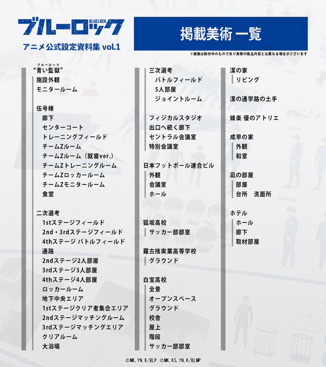 ブルーロック アニメ公式設定資料集Vol.1 ＼ Vol.1に掲載する設定