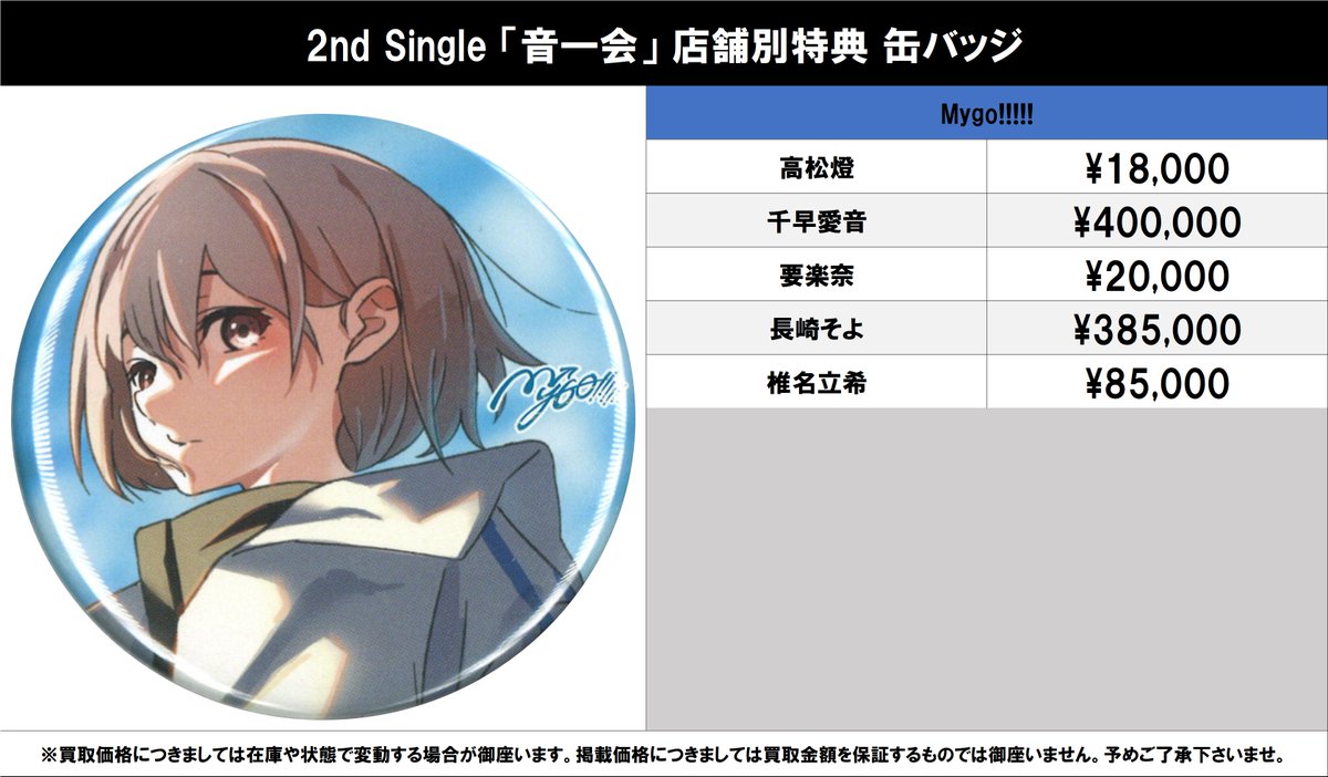 買取情報】 バンドリ！ MyGO!!!!! #買取akbkbMyGO 2nd Single 「音一会