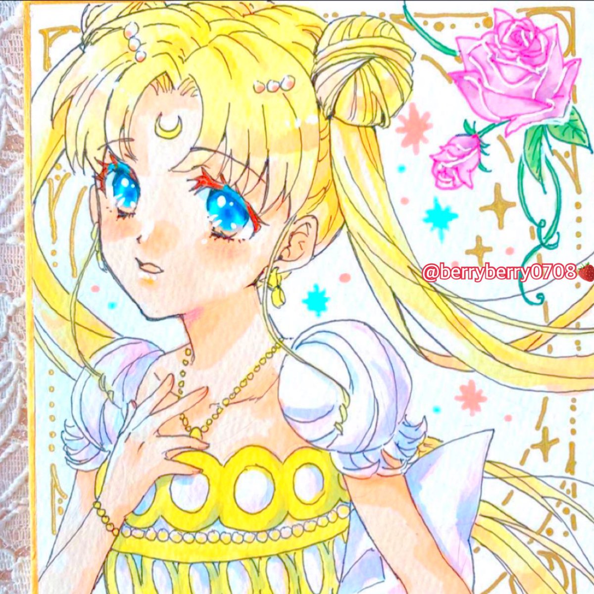 プリンセスセレニティ描きました🌙✨ コピック、色鉛筆使用