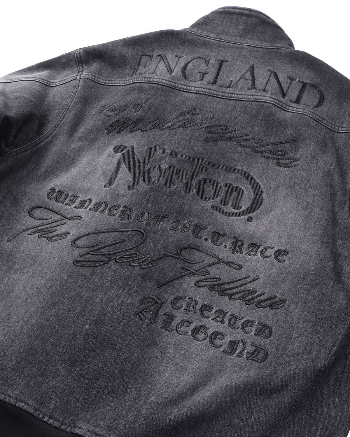 Norton] 防風 ストレッチ スタンドネック 畝刺繍 デニムジャケット