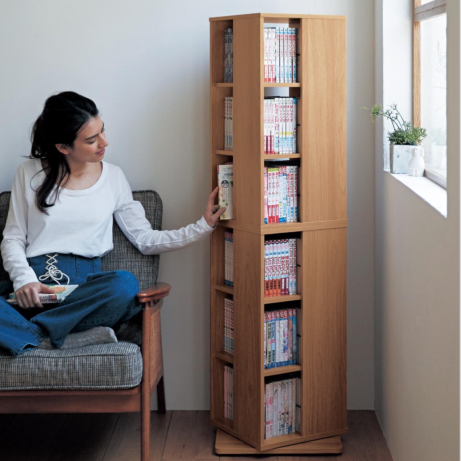 回転式コミックラック（本棚/書棚/ブックシェルフ）｜通販のベルメゾン