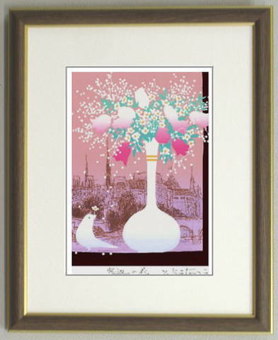 版画IP61 窓辺の花 吉岡浩太郎 ＜ 絵画と額縁のアートギャラリー前田