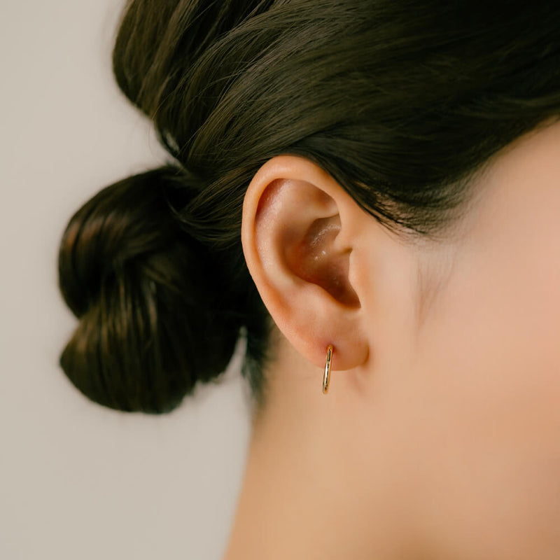 K18フープピアス(外径14.5mm)。つけっぱなし・デイリーユースに