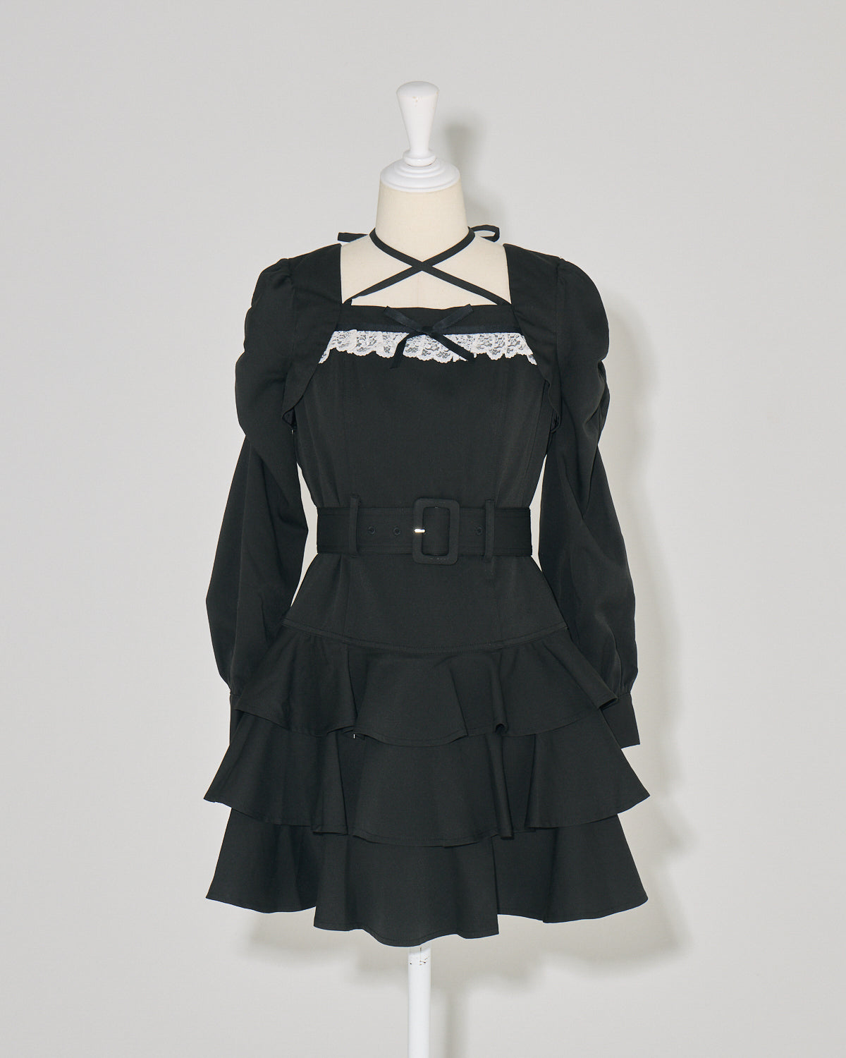 ティアードフリル長袖ミニワンピース – pium