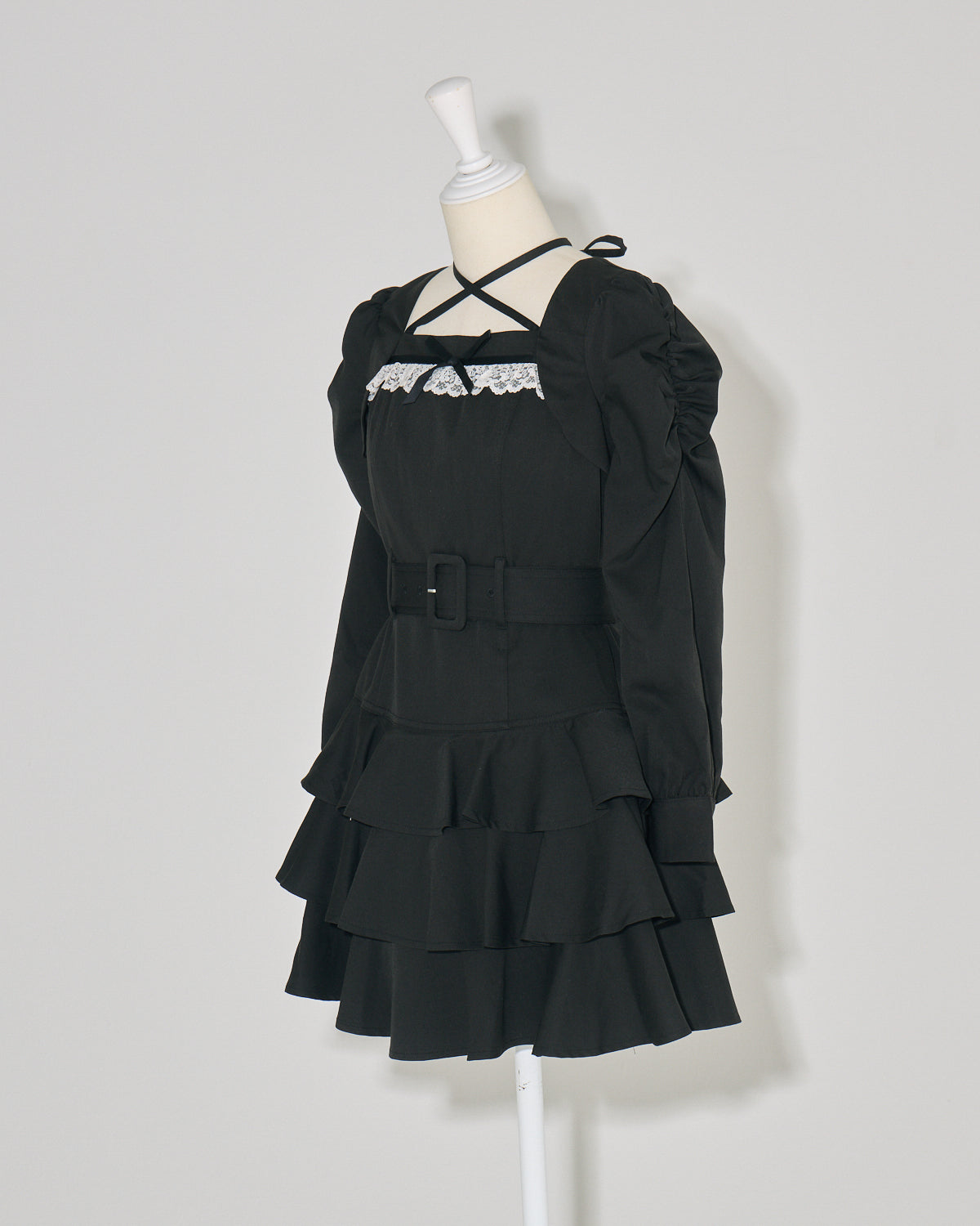 ティアードフリル長袖ミニワンピース – pium