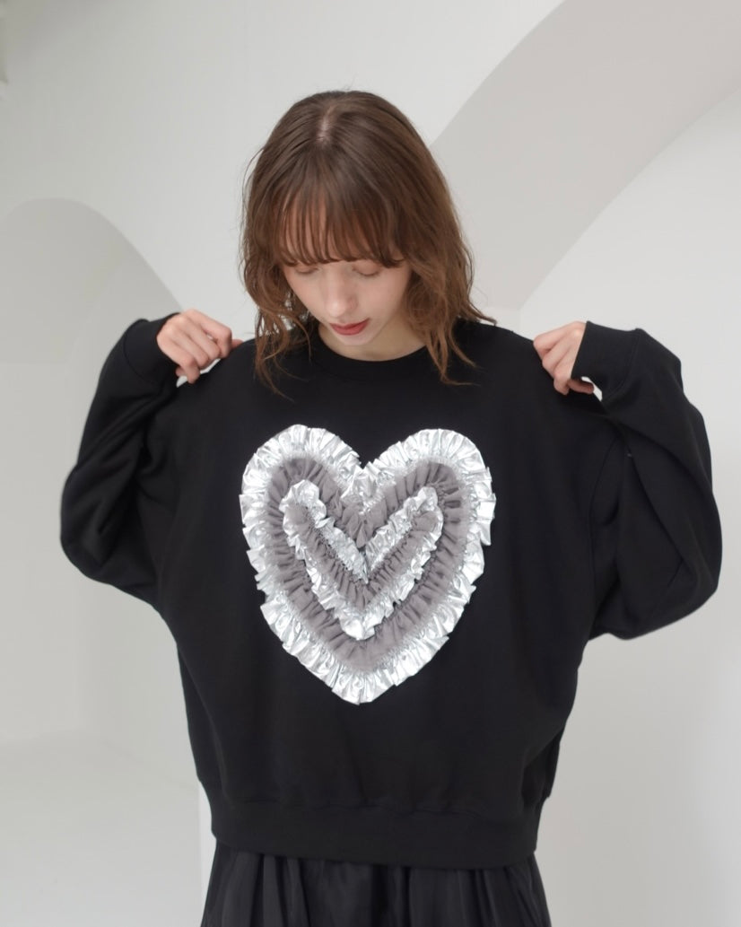 Heart tulle sweatshirt (black)