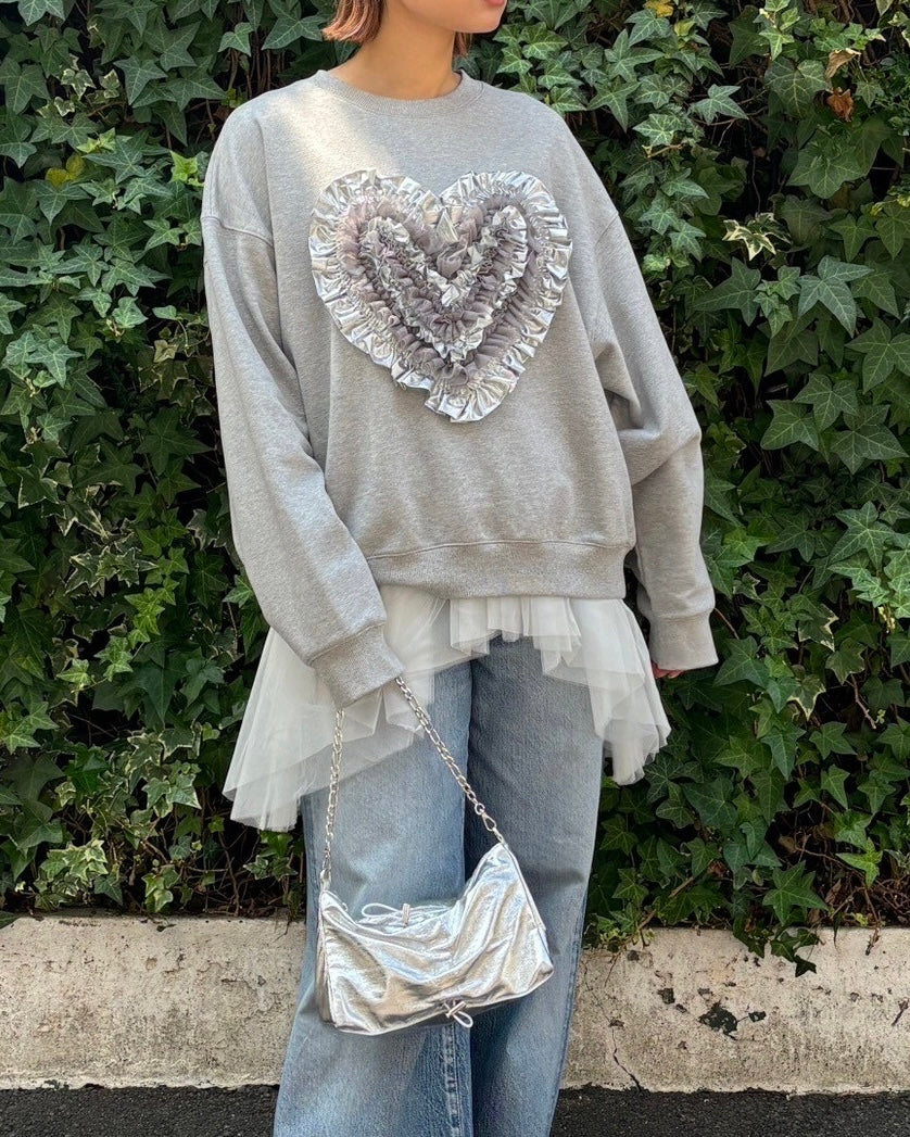 Heart tulle sweatshirt