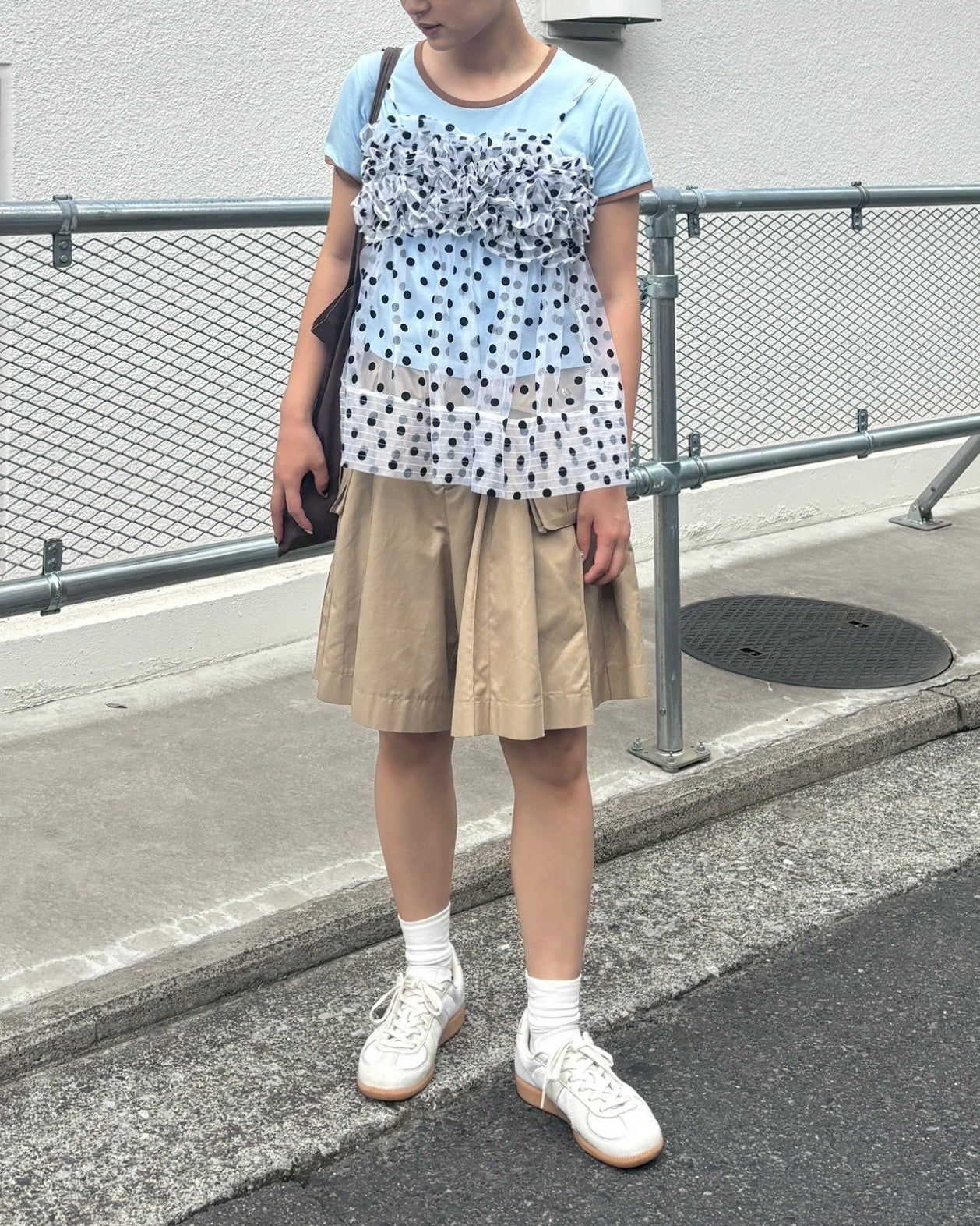 Wave gathered peplum bustier (dot)