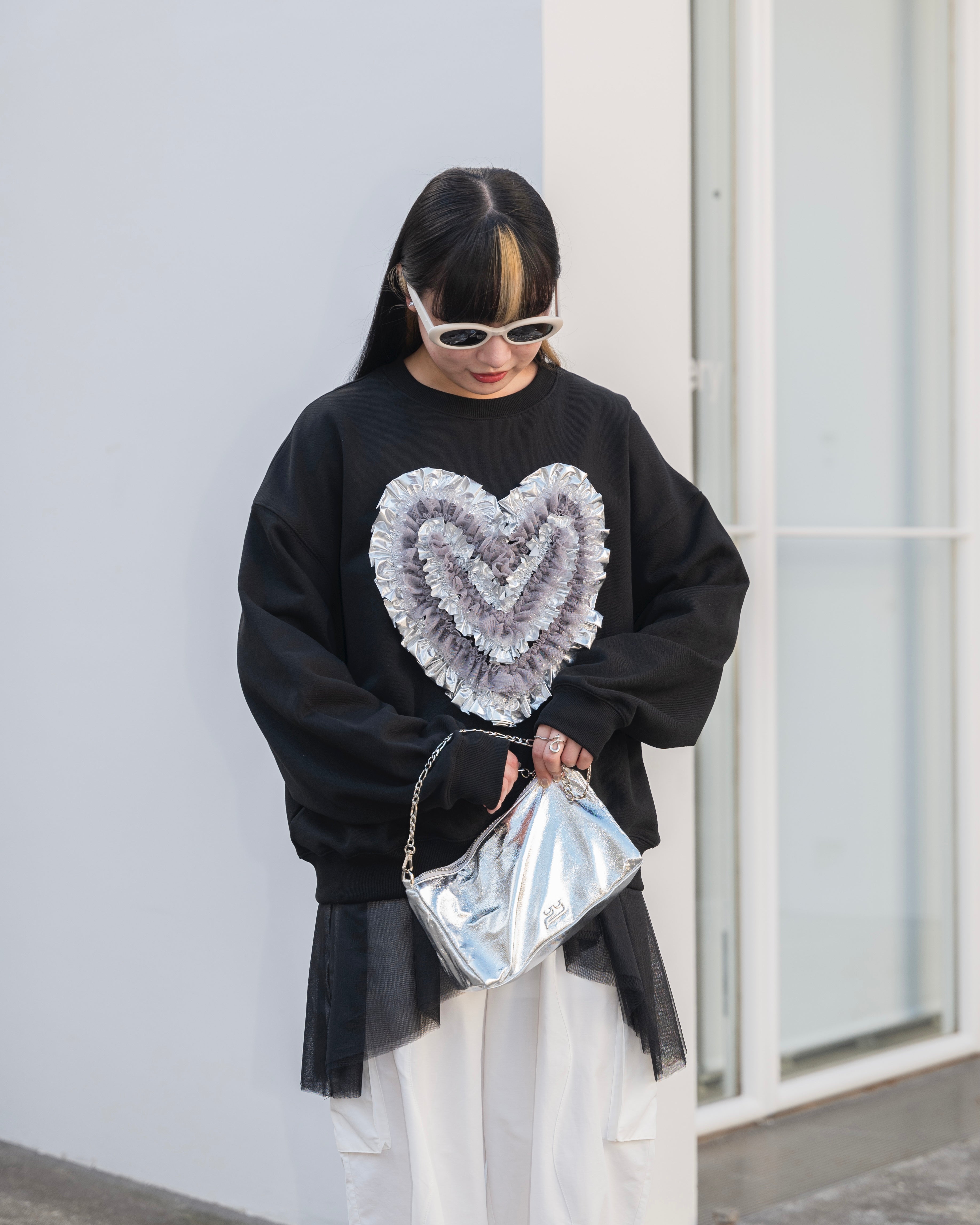 Heart tulle sweatshirt