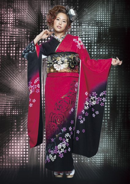 モードスタイル】FL-B308｜エキゾチックな魅力を放つ赤の振袖｜kimono