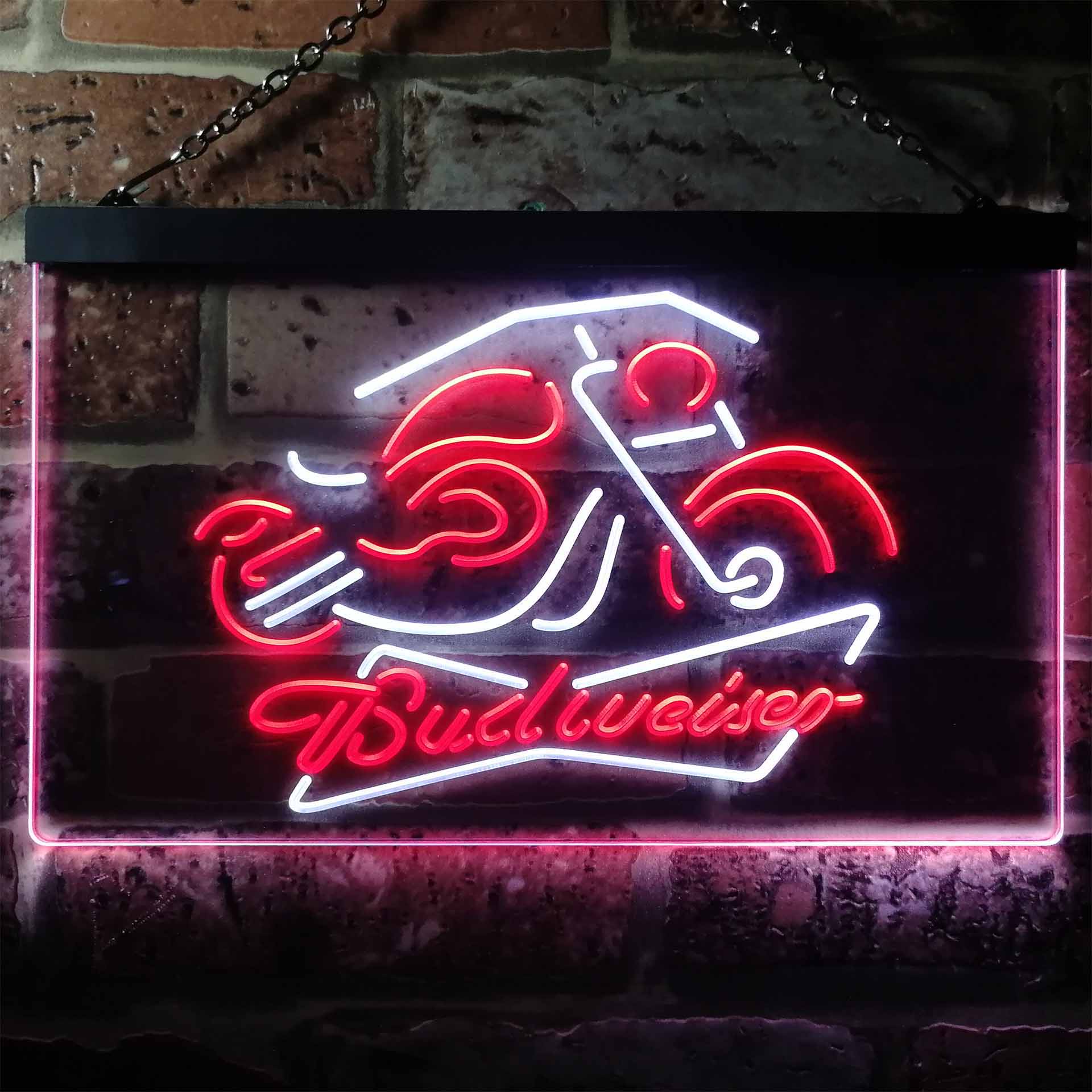 Budweiser Beer Motorcycle Home Bar Neon Light LED Sign | Home Bar Gift