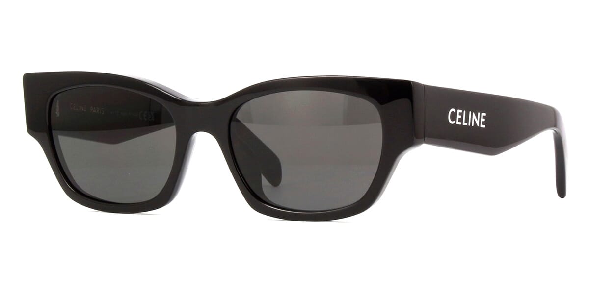 CELINE CL40197U 01A Shiny Black Cat Eye Sunglasses With White Logo