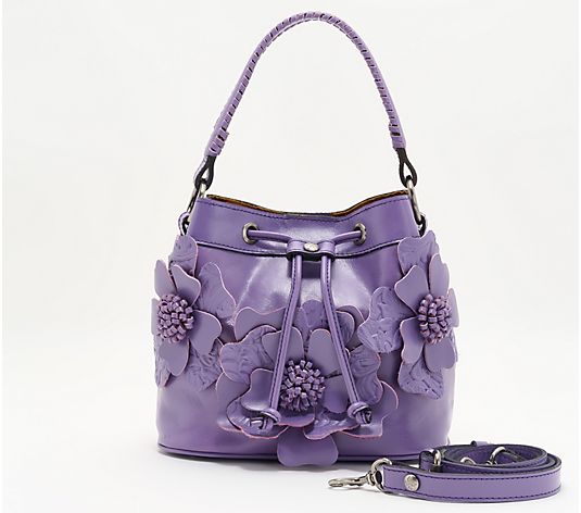 Patricia Nash Floral Applique Leather Elisa Bucket Bag - QVC.com