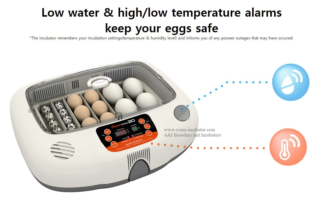 Rcom Max 20 Incubator | Compact 20-Egg Digital Egg Incubator