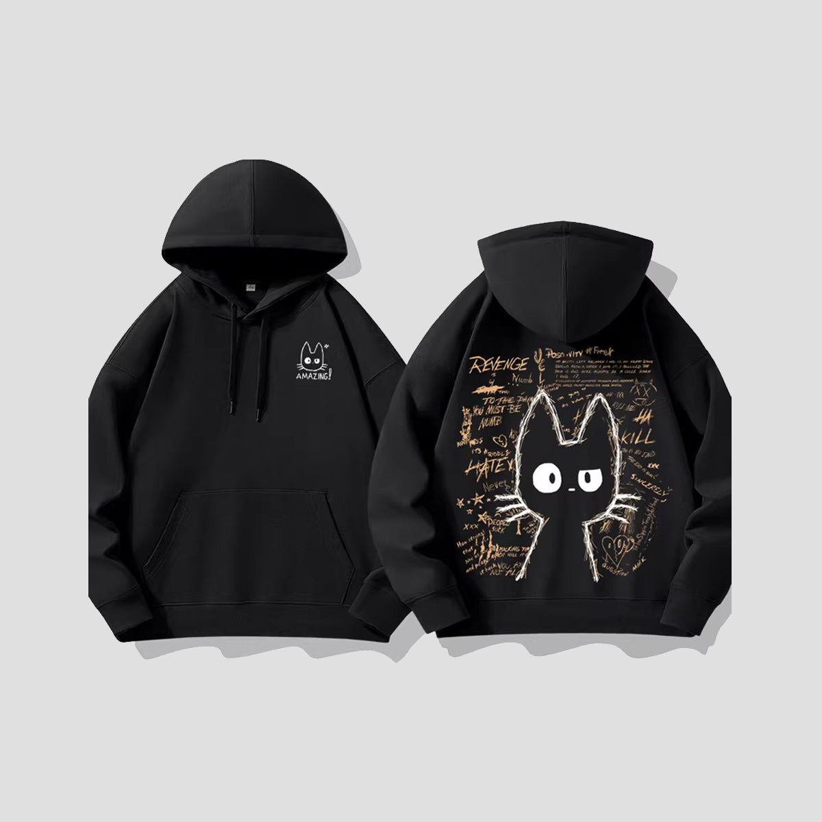 スケッチド・ダークネコ パーカー – RakuInk