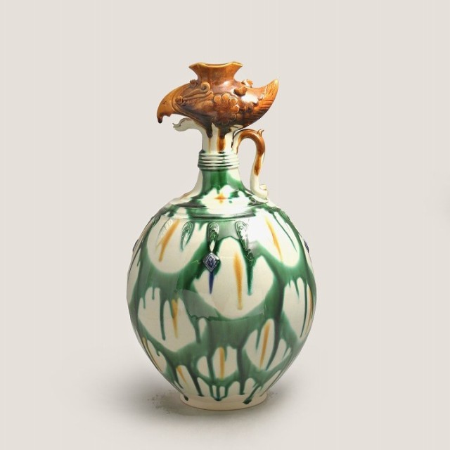 SOLD】加藤 卓男 「三彩貼花文鳳首瓶」 | 京都祇園の古美術、古陶磁