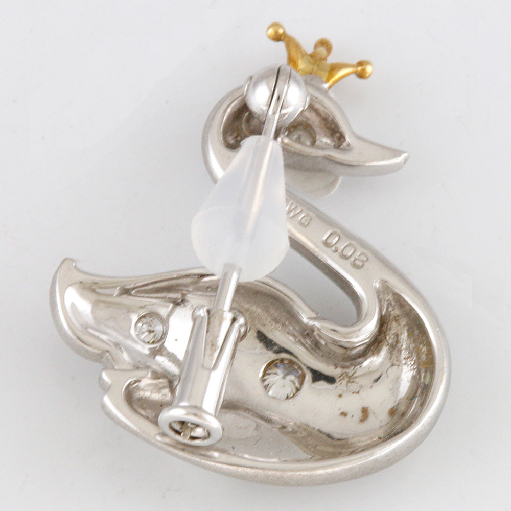 中古】 タサキ TASAKI K18WG ブローチ ダイヤモンド 白鳥 スワン 鳥 18