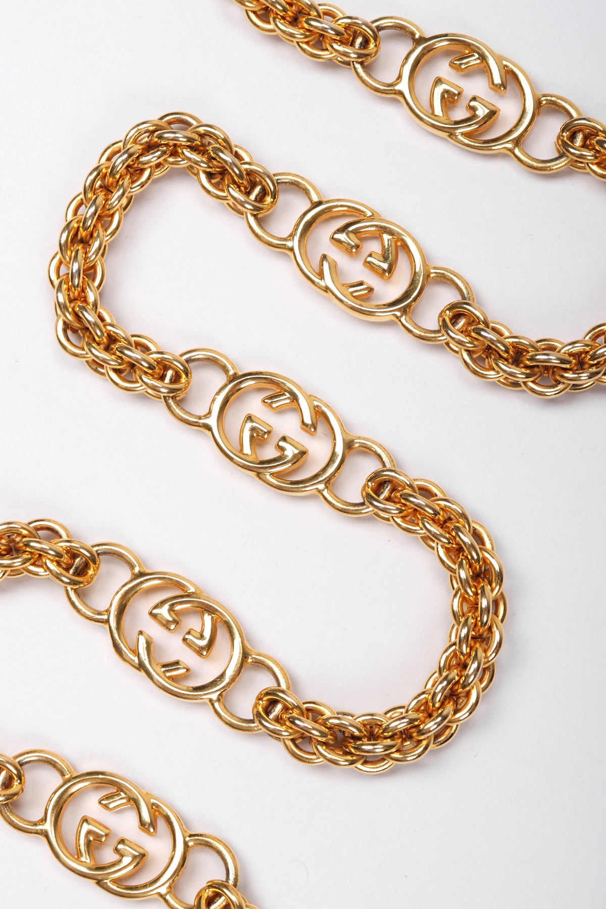 Vintage Gucci Gold Interlocking GG Logo Chain Belt – Recess