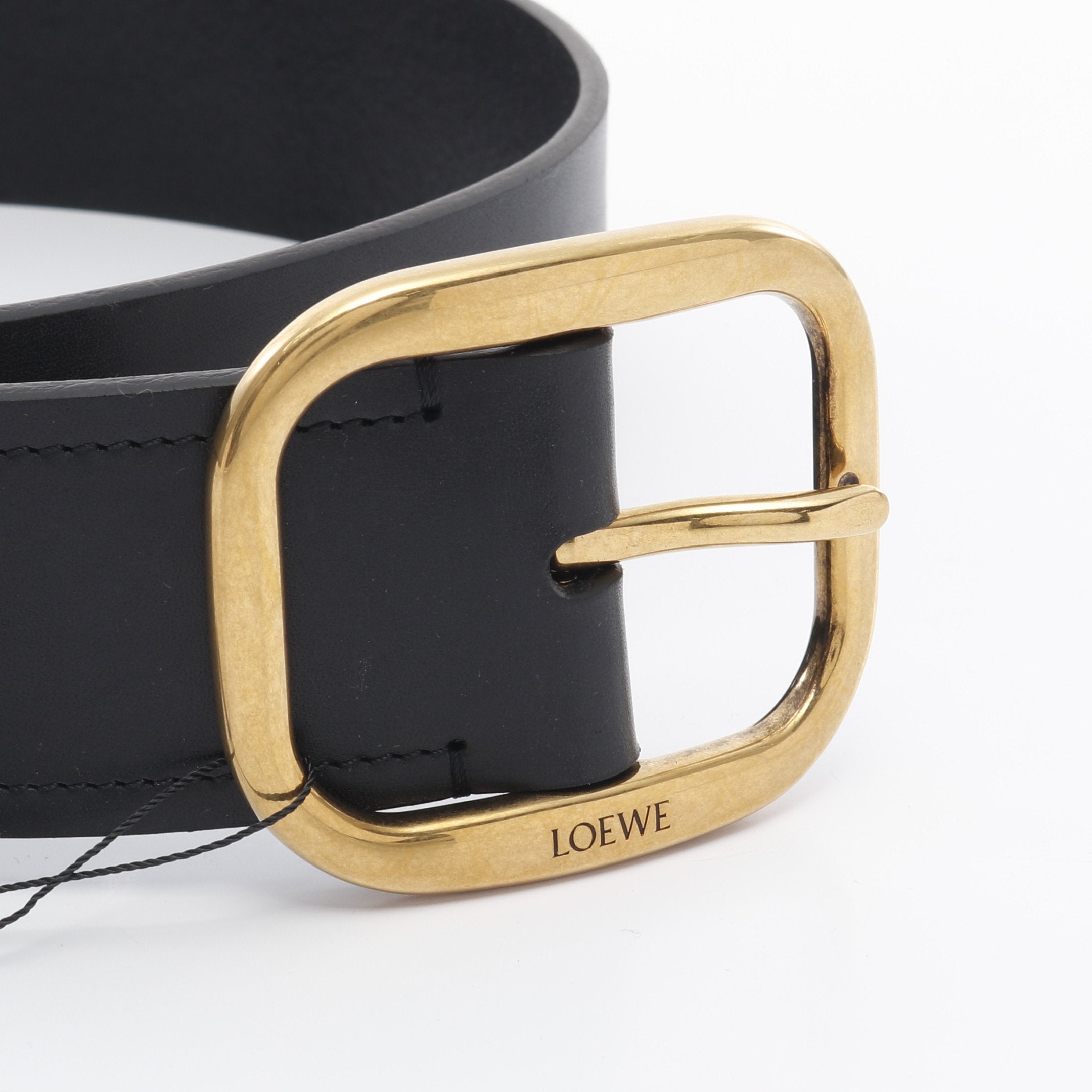 ラウンドソフトベルト ベルト レザー ブラック ゴールド金具 ロエベ