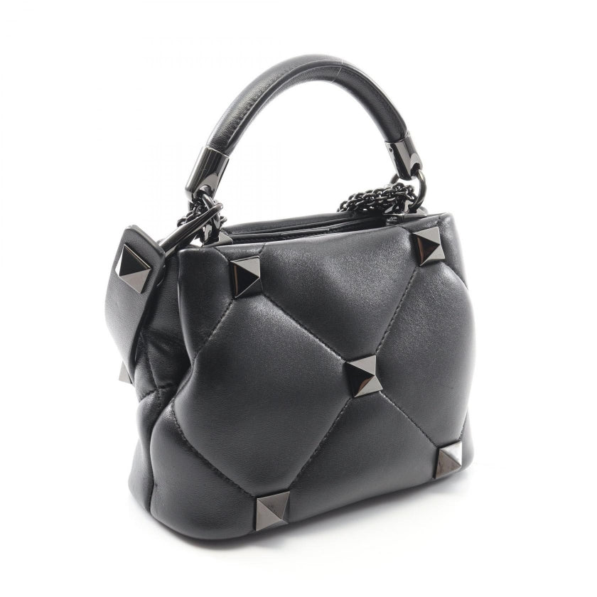 ローマンスタッズ ハンドバッグ レザー ブラック 2WAY ヴァレンティノ