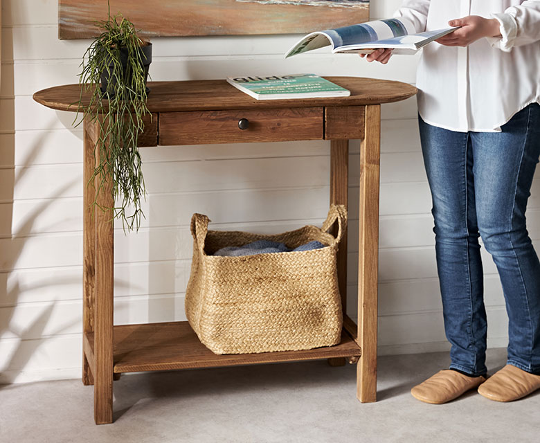 コンソール デスク テーブル 天然木 木製 ウッド 古材 約 W 95cm D