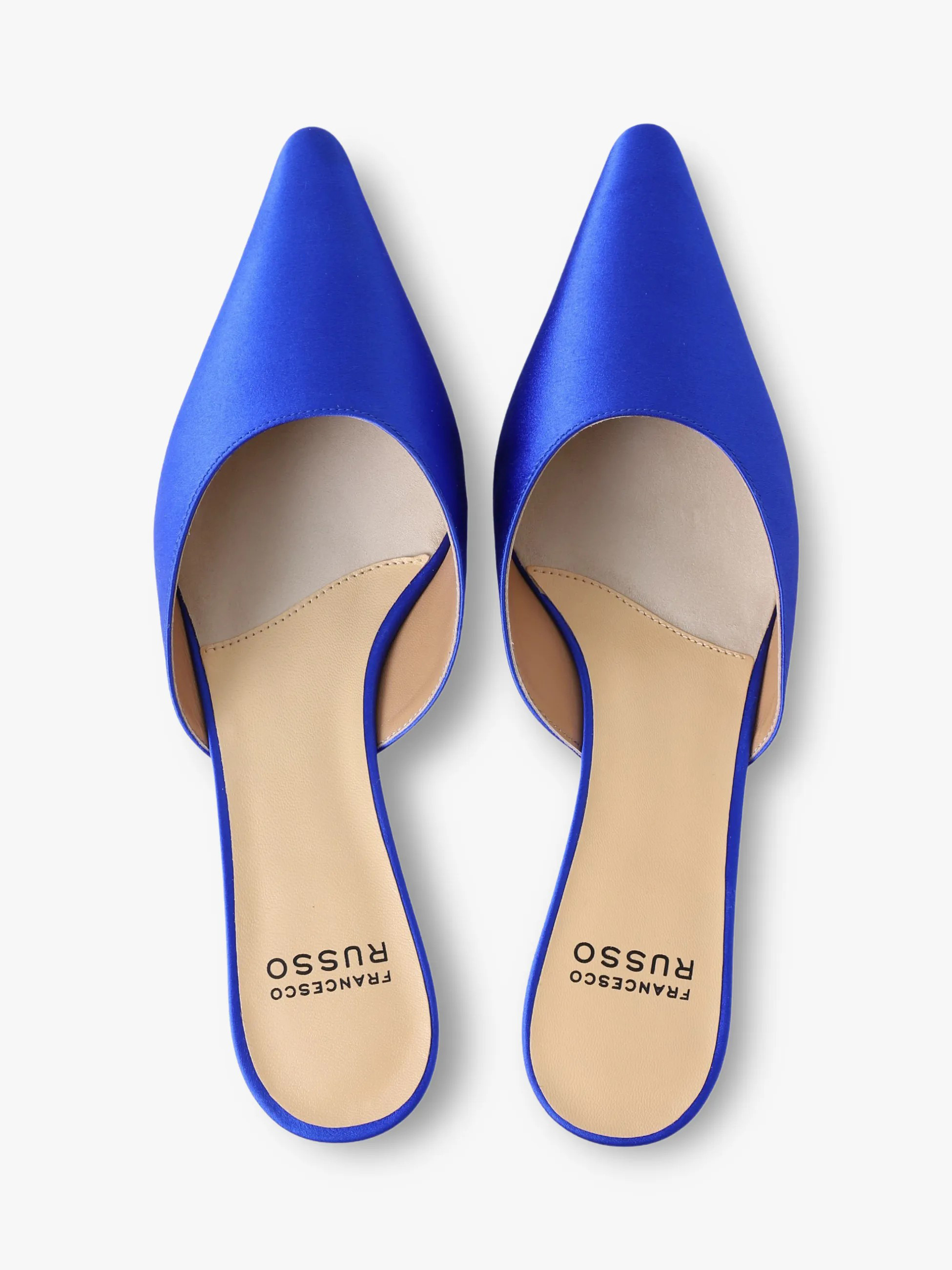 キトゥンヒール ミュール（ブルー）｜Francesco Russo(フランチェスコ