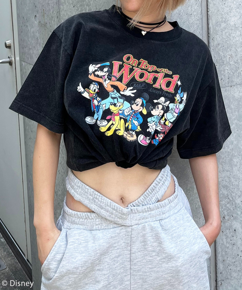 Disney/ディズニー/ミッキー&フレンズ】ヴィンテージ風ピグメントT