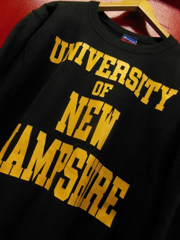 1990'S~ CHAMPION リバースウィーブ スウェット /黒/NEW HAMPSHIRE大学