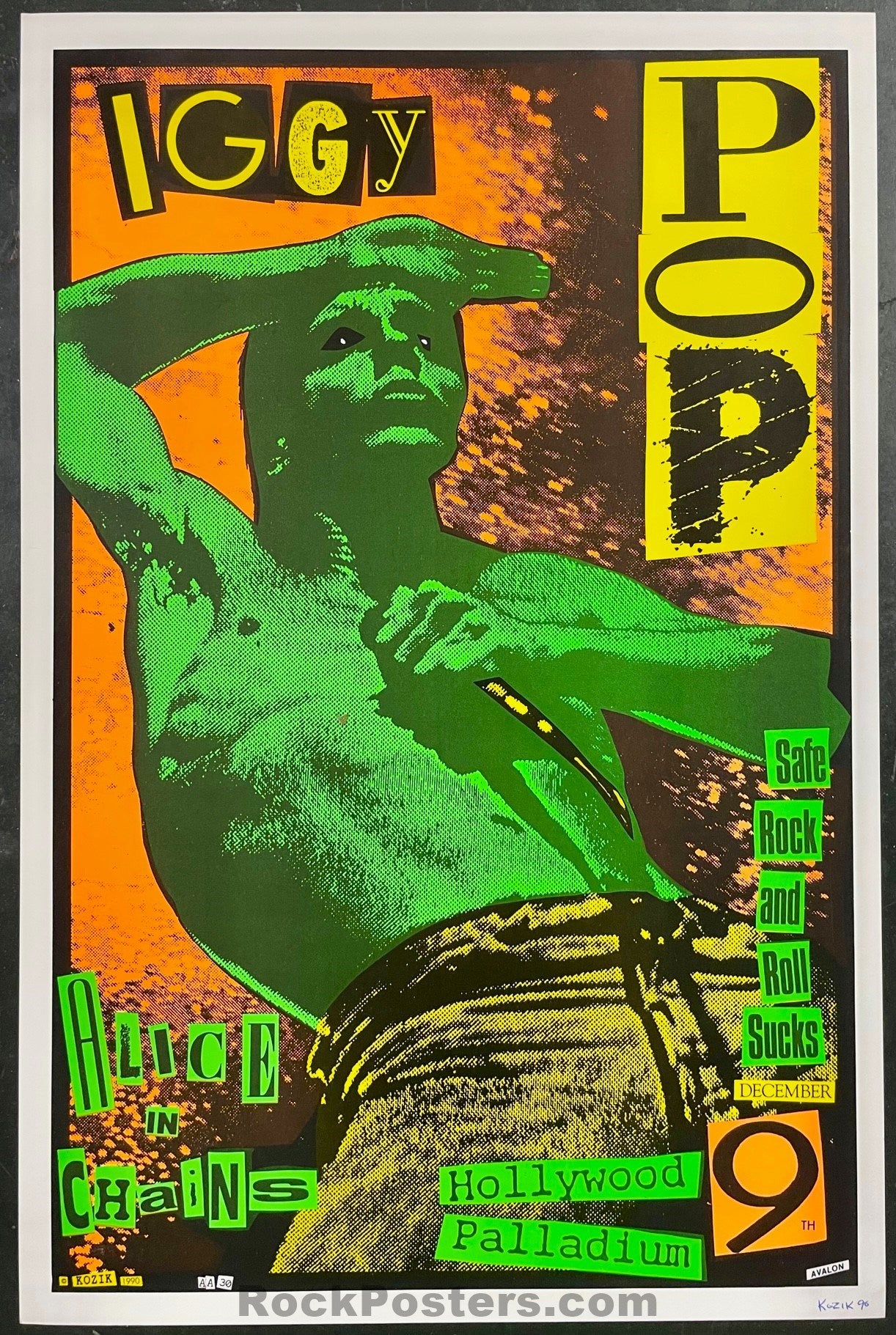 AUCTION - Iggy Pop - Frank Kozik Signed - 1990 Poster - Hollywood