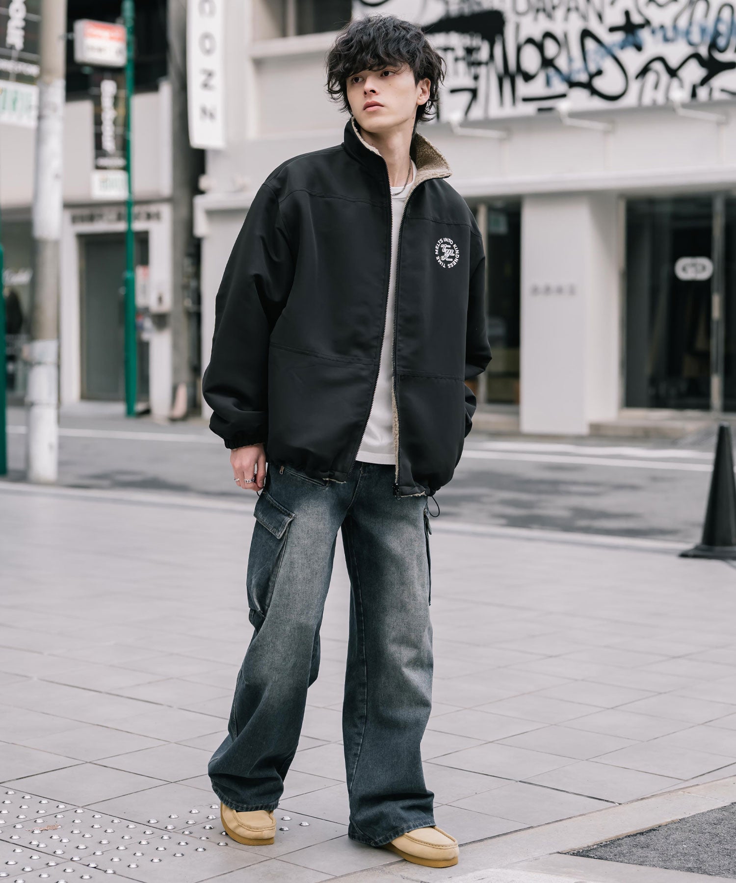 新色追加 2Wayリバーシブル 両A面オーバーサイズワンポイントサークル