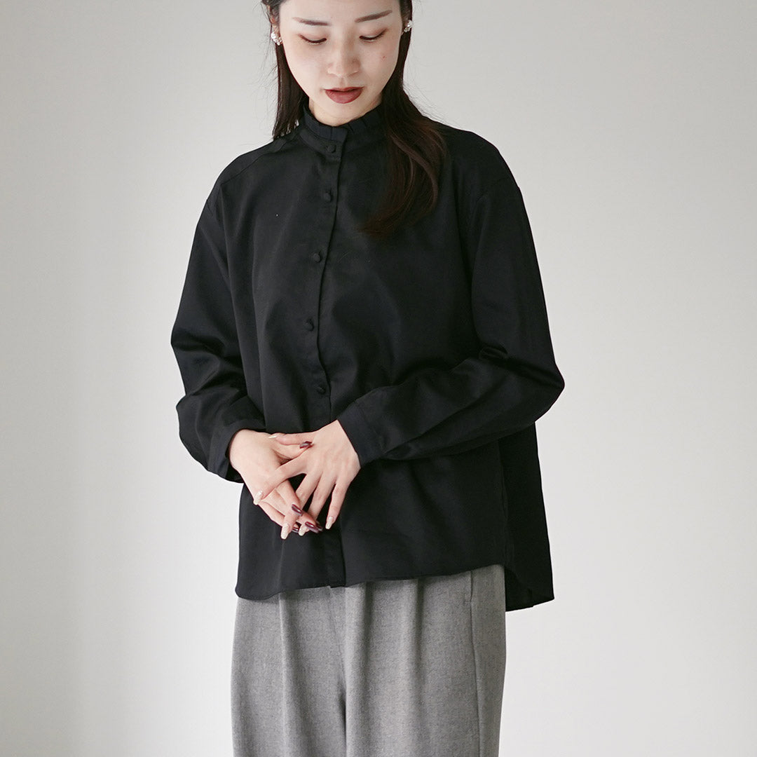 TUMUGU（ツムグ） コットンサテン タック衿 ブラウス / レディース