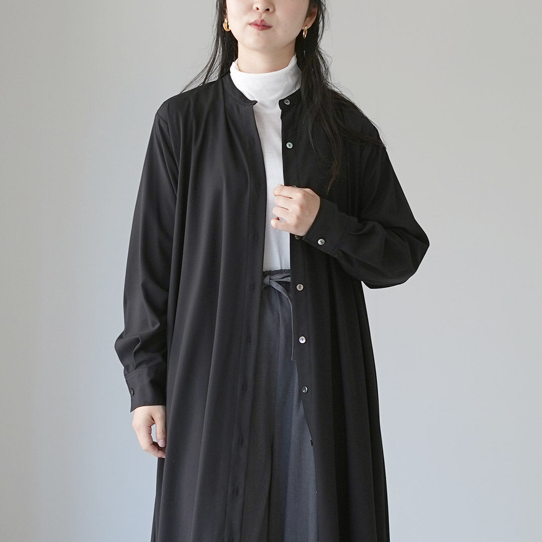 mizuiro ind（ミズイロインド） T/R スタンドカラー フレア ワンピース