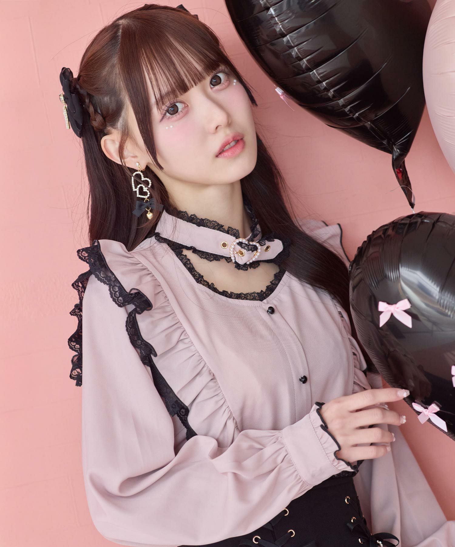 ピンクのみ受注生産》ハートバックルラッフルフリルブラウス | Rlab store