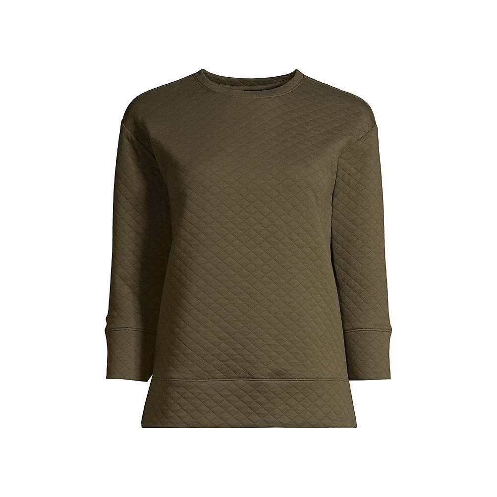Women's 3/4 Sleeve Quilted Crew Neck Top | Lands' End