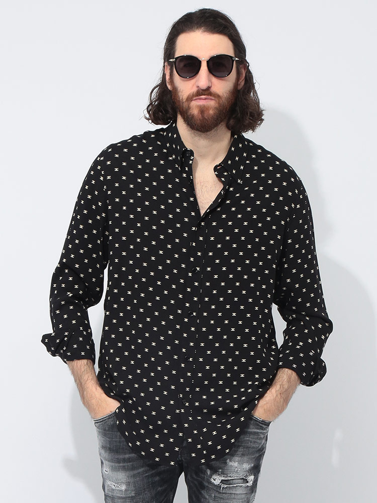 CELINE (セリーヌ) 総柄プリント 長袖 シャツ CEL2C813 メンズ 40 41