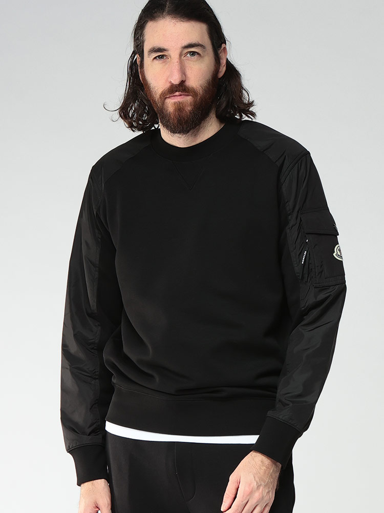 MONCLER (モンクレール) ナイロンコンビ クルーネック トレーナー