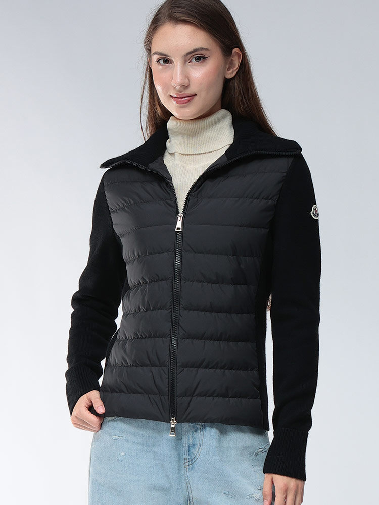 MONCLER (モンクレール) ニット切り替え フルジップ 襟付き ダウン