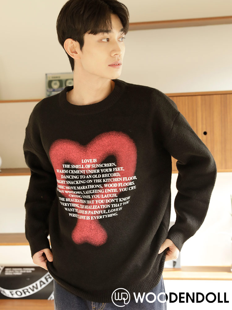 WOODENDOLL(ウッディンドール) スプレーハート クルーネック ニット