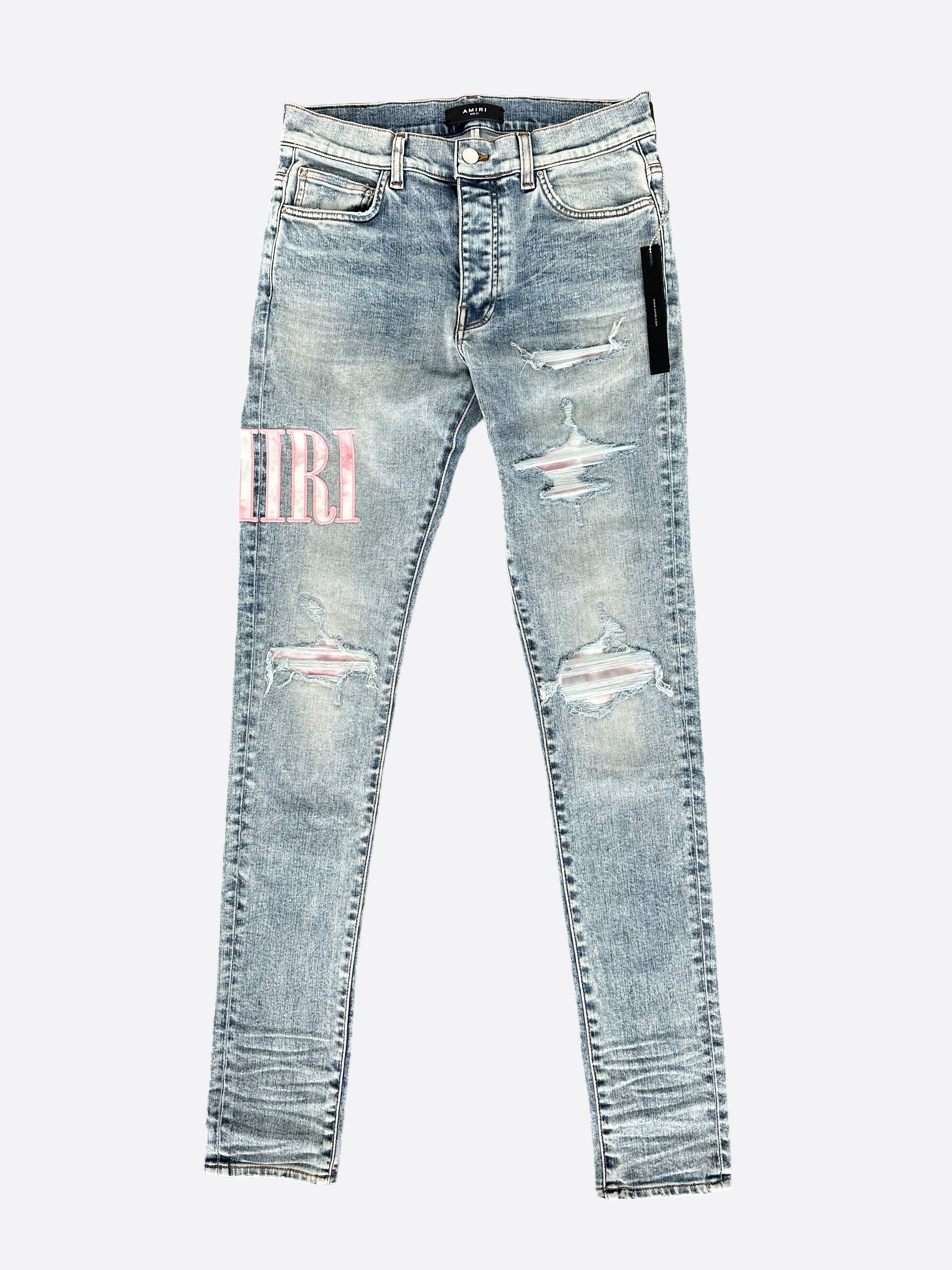 Amiri Stone Indigo Pink Tie-Dye Core Applique Logo Jeans – Savonches