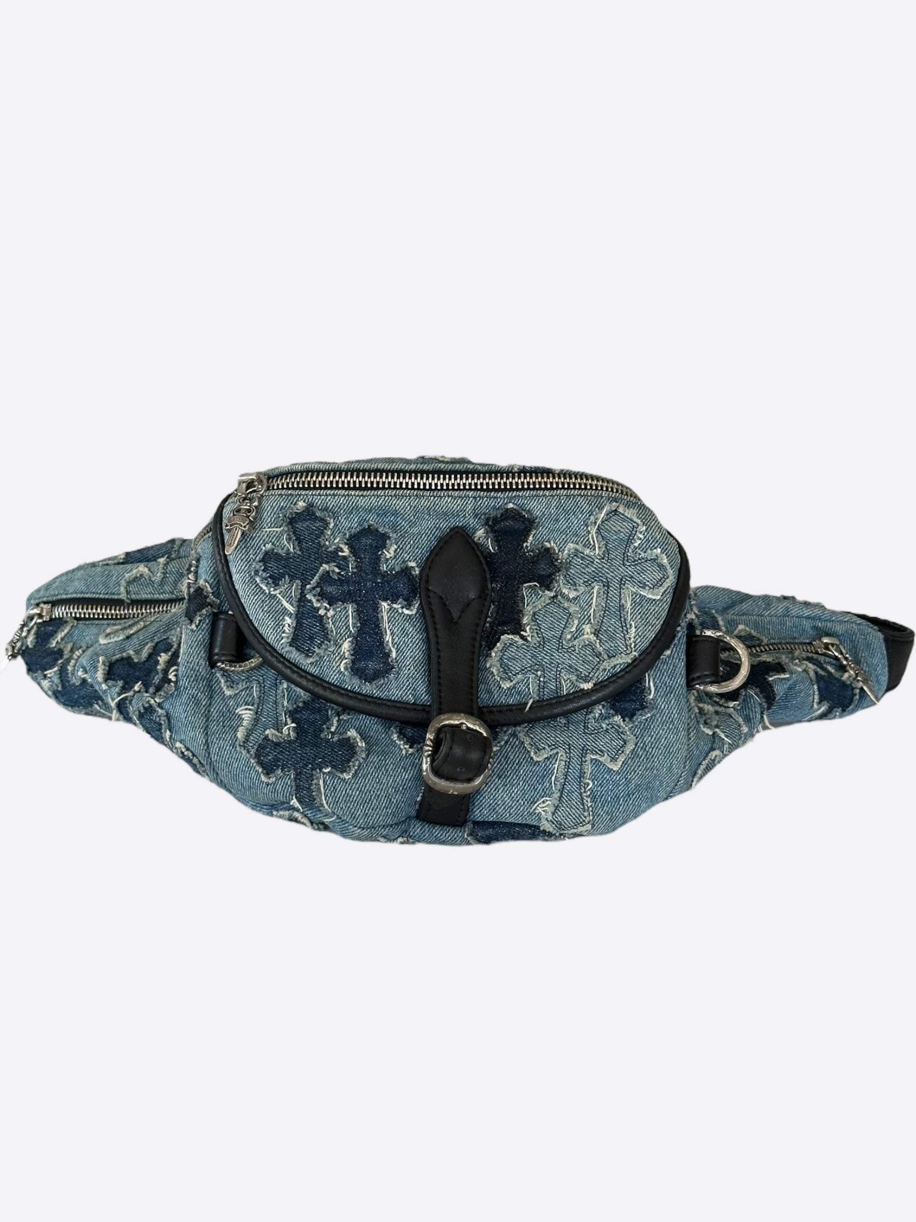 Chrome Hearts Blue Denim Embroidered Cross Patch Snat Bag – Savonches