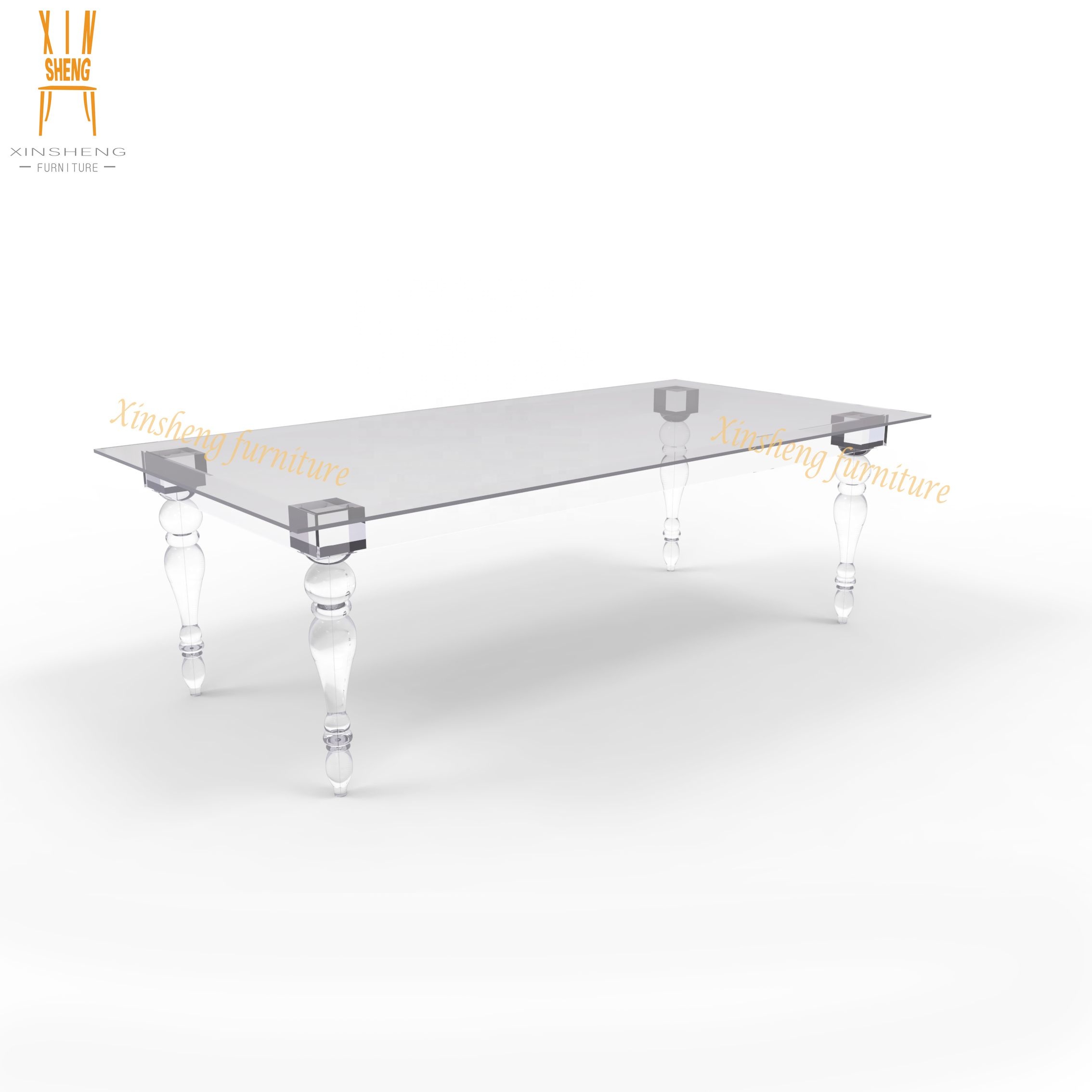 激安セール！透明アクリル製長方形ダイニングテーブル（結婚式用