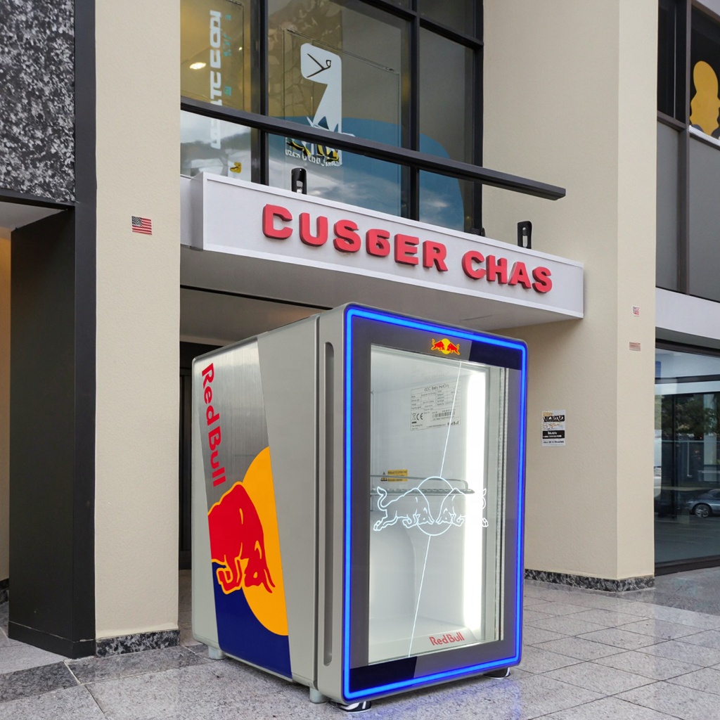 Vintage Redbull Fridge - Glass Door Beverage Cooler with