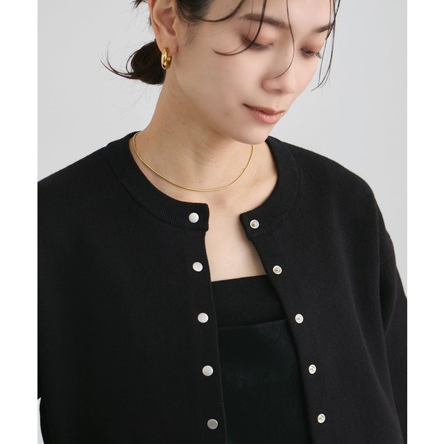 セルフォード CELFORD スクエアネックラメニットカーディガン （BLK