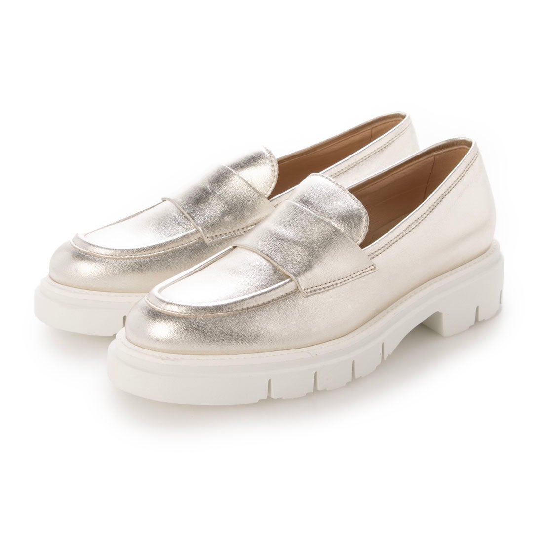 ルカ グロッシ Luca Grossi 厚底コインローファー （シルバー