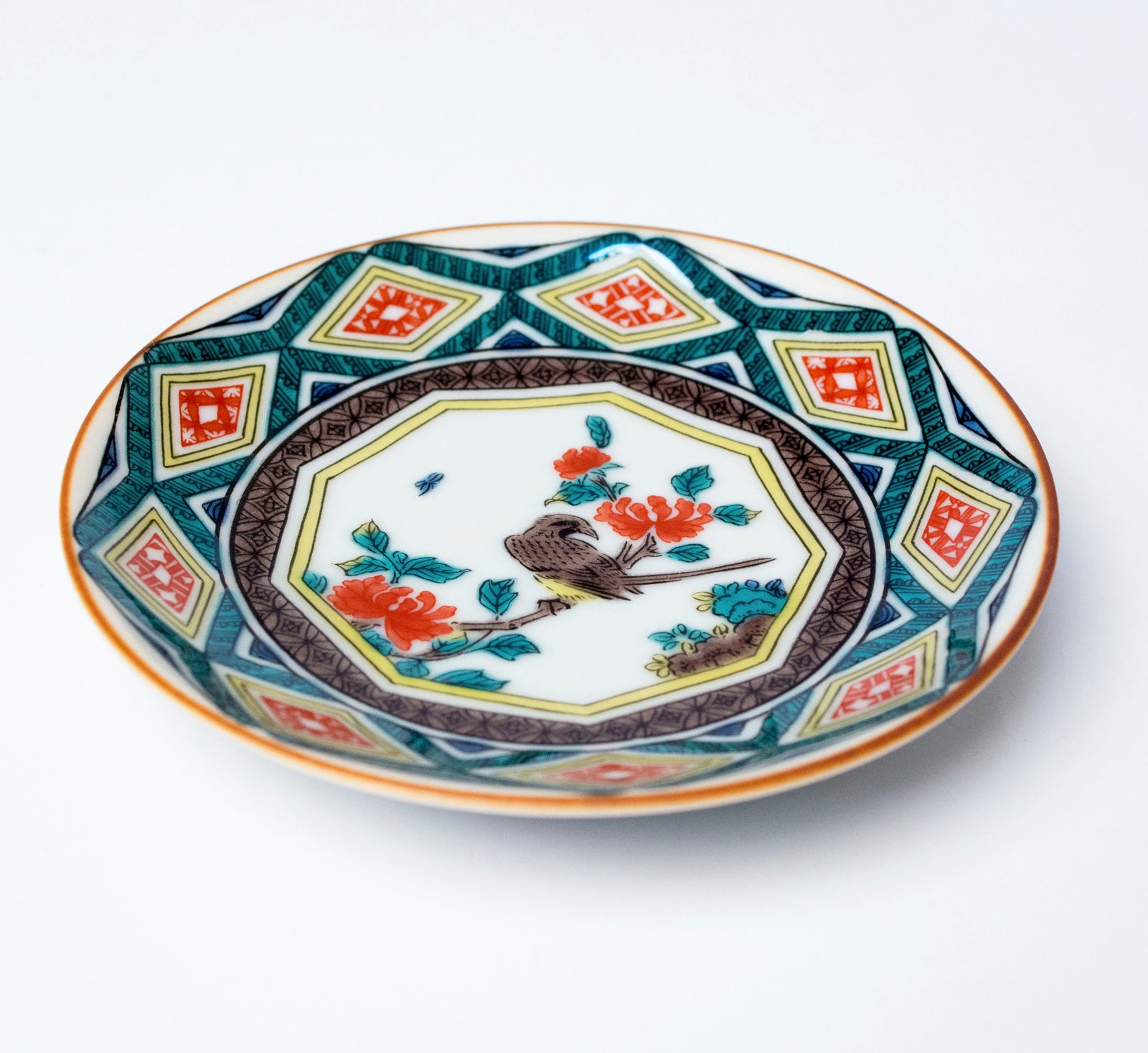 古九谷 色絵 花鳥文 長皿 骨董 希少 アンティーク 手描き 古九谷 色絵