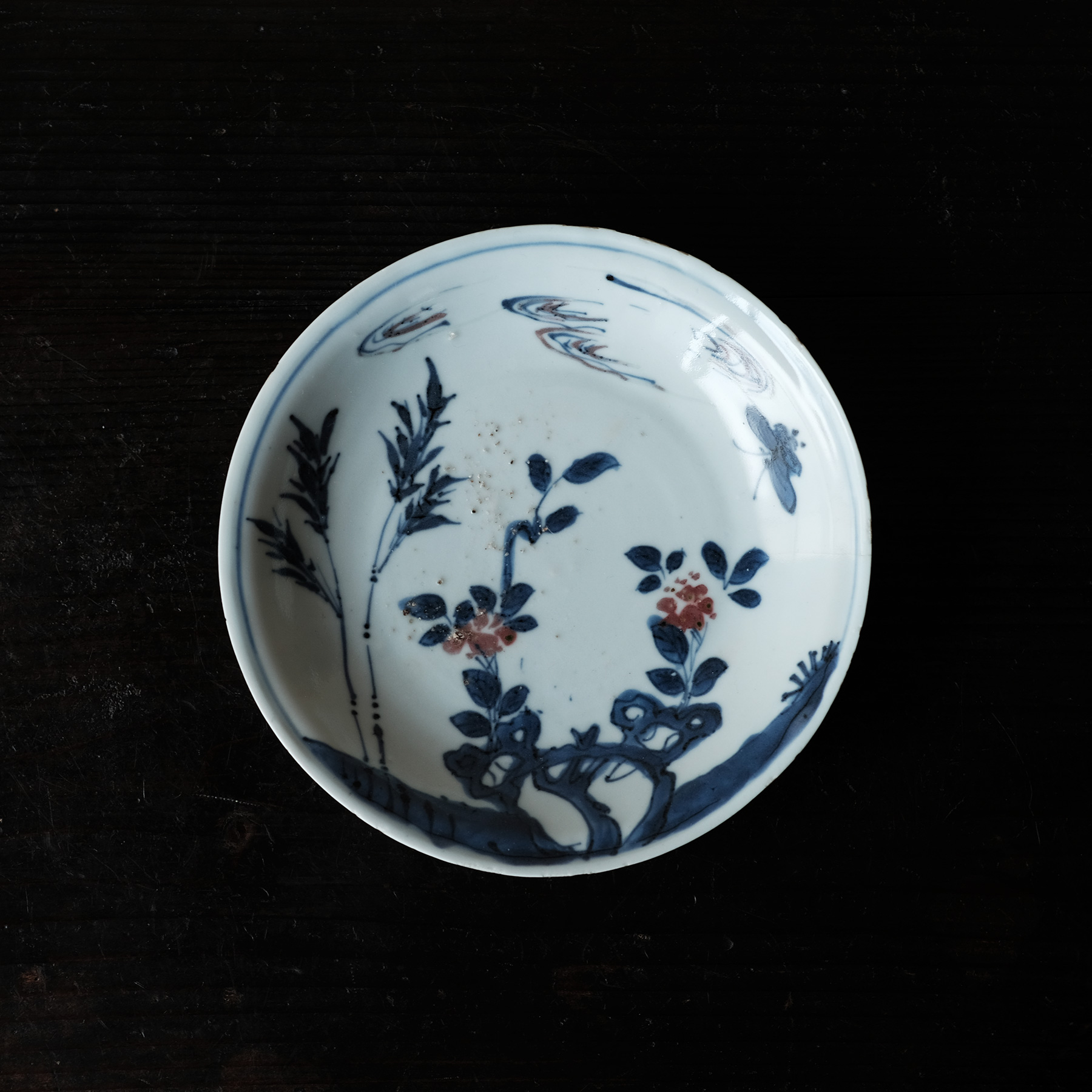 明朝 古染付 釉裏紅歳寒三友図皿 | 骨董と詩学 Antique & Poetics | 蛇韻律