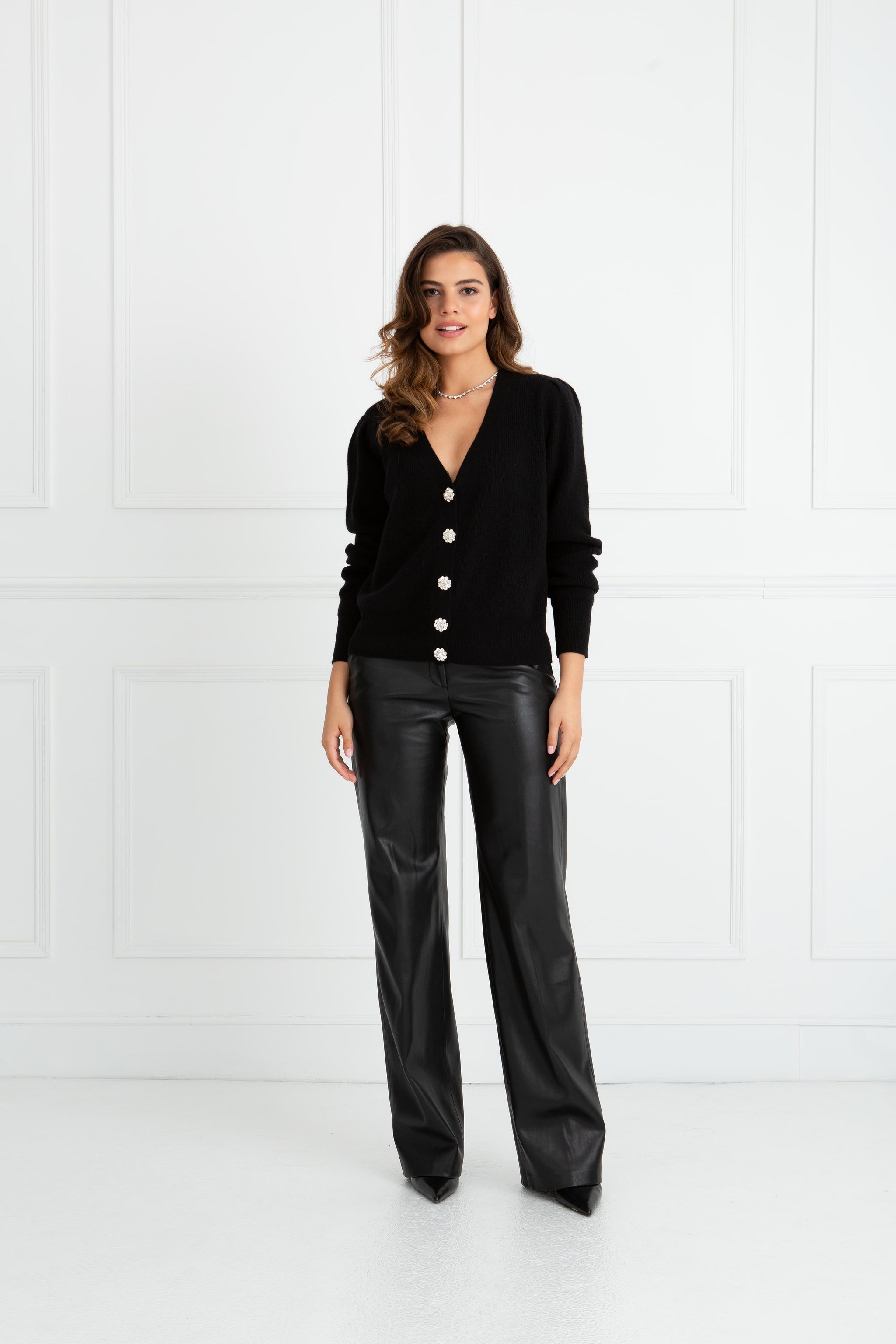 The Annabelle | Puff Sleeve Cashmere Cardigan Black – Sinead Keary
