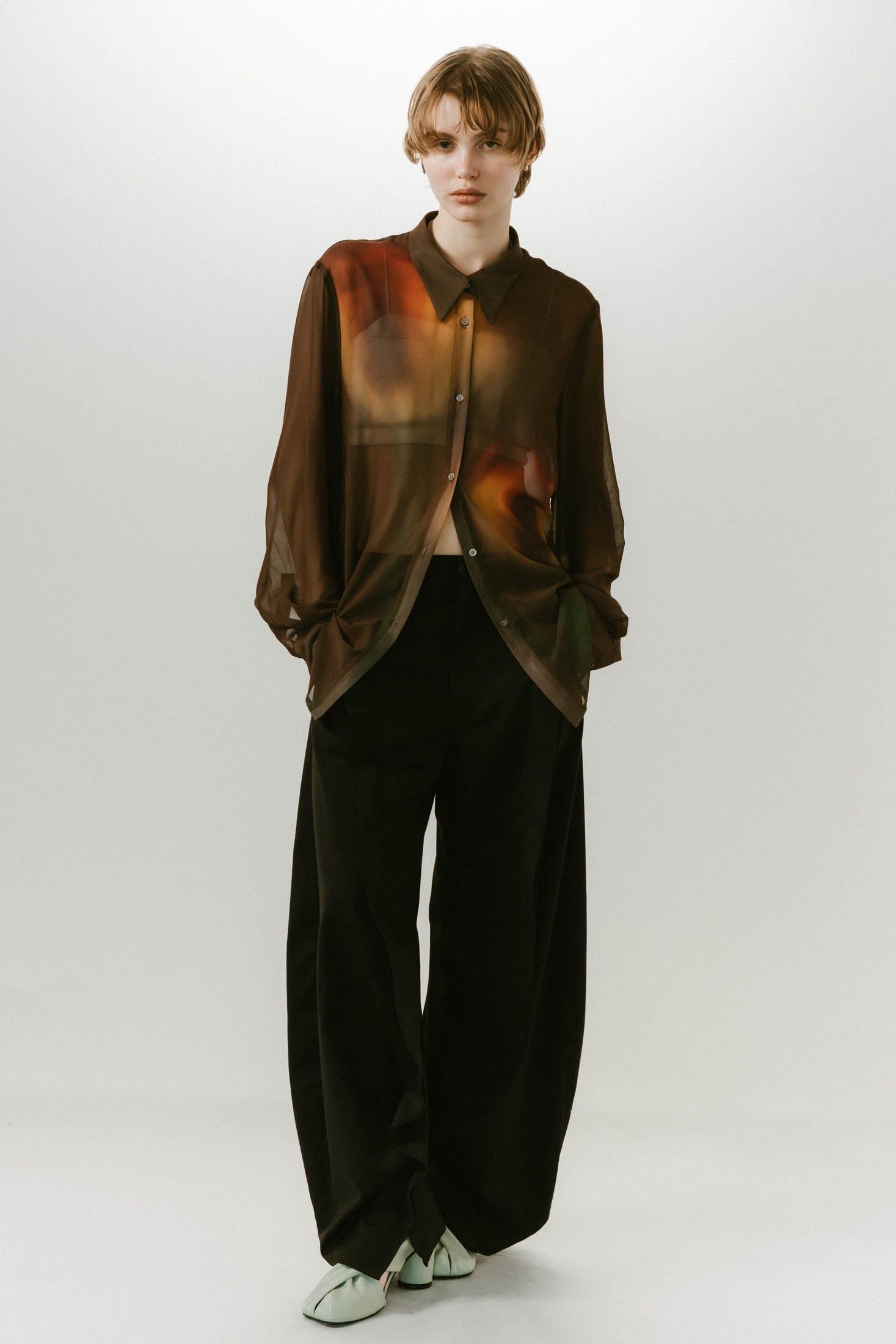 Knuth Marf - flower print sheer shirt / フラワープリントシアー