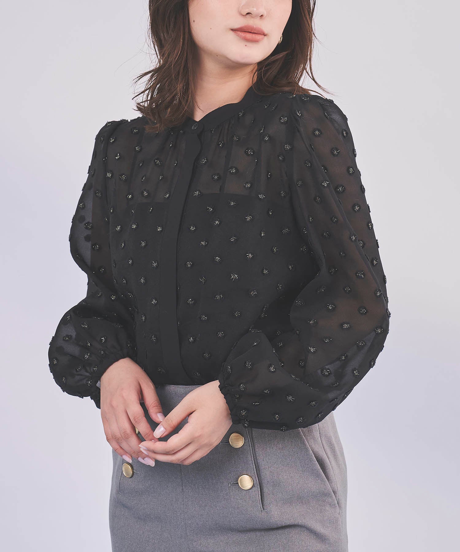 ラメカットジャカードシアーブラウス – Sirin Online Store